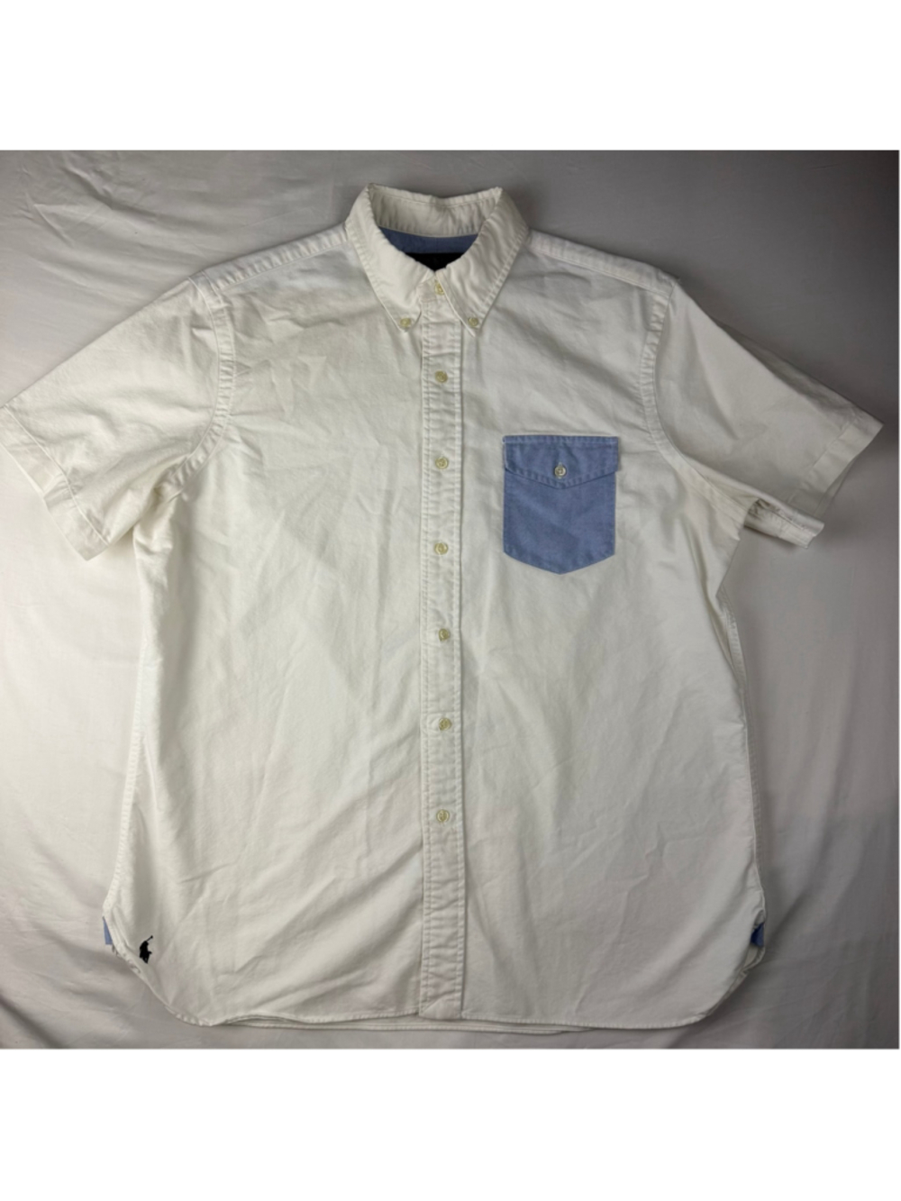 Polo Ralph Lauren L White Oxford Button Pony Shirt Colorblock Preppy Coastal Men